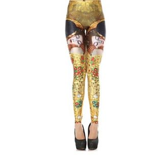 Elonbo People Image Style Digital Painting High Women Free Size Waisted Stretchy Tight Leggings