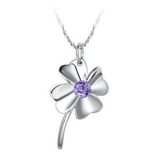 Elegant Flower Shape Womens Slivery Alloy Necklace(1 Pc)(Purple,White)