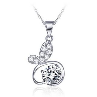 Elegant Heart Shape Womens Slivery Alloy Necklace With Rhestone(1 Pc)