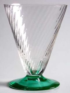 Unknown Crystal Unk6963 Footed Tumbler   Clear Swirl Optic Bowl,Green Foot