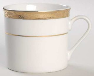 New Traditions Ned1 Flat Cup, Fine China Dinnerware   Gold Encrusted Scrolls & I
