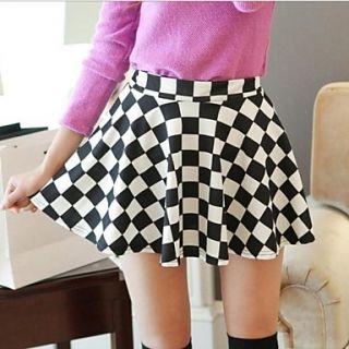 Womens Checkered Pattern Short Skirts