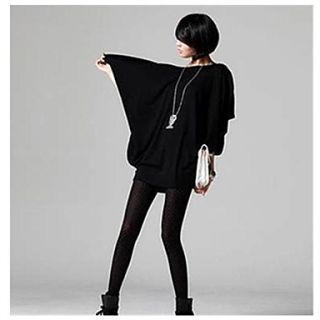 Womens Solid Color Cape Sleeve Loose T shirt