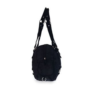 Outdoor Plaid Nylon Shoulder Bag   Black