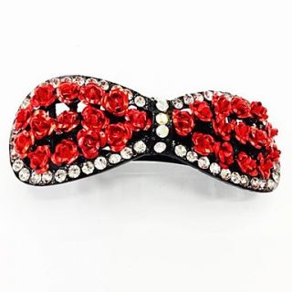 Fashion White Bling Shinning Diamond Red Flower Bow knot for Women Hairpin Jewelry Accessories