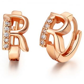 Special Silver And Gold Plated With Cubic Zirconia Letter R Womens Earring(More Colors)