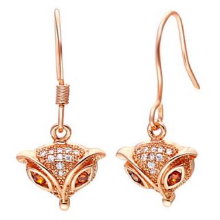 Stylish Silver And Gold Plated With Cubic Zircon Foxs Head Womens Earring(More Colors)