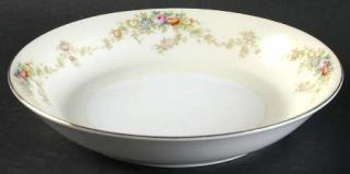 Meito Mei361 Coupe Soup Bowl, Fine China Dinnerware   Floral Swags On Rim Tan Ve