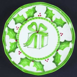 Anne Hathaway Holly Jolly Salad Plate, Fine China Dinnerware   Holly/Berries,Gre