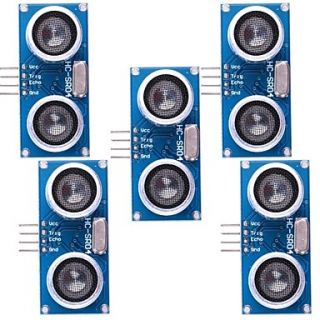 Ultrasonic Sensor HC SR04 Distance Measuring Module   Blue Silver (5PCS)