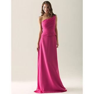 Sheath/ Column One Shoulder Floor length Chiffon Over Satin Separate Bridesmaid/ Wedding Party Dress