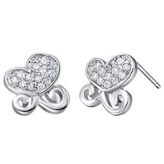 Special Silver Plated Silver With Cubic Zirconia Heart And Beard Womens Earring
