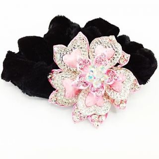 Fashion Bling Shinning Diamond Pink Flower for Women Hairpin Headband Jewelry Accessories