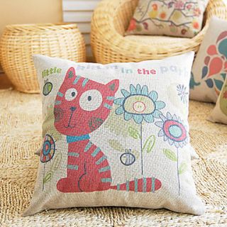 Cute Cartoon Well behaved Kitty Pattern Decorative Pillow With Insert