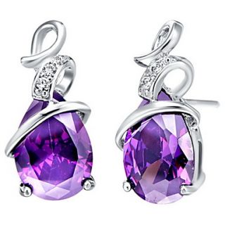Gorgeous Silver Plated Silver With Cubic Zirconia Drop Womens Earring(More Colors)