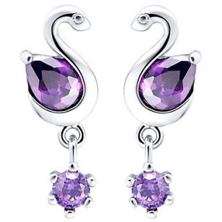 Elegant Silver Plated Silver With Cubic Zirconia Swan Womens Earring(More Colors)