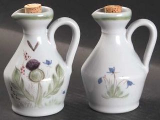 Buchan Thistleware Vinegar and Oil with Cork Stoppers, Fine China Dinnerware   G