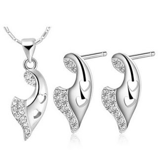 Stylish Silver Plated Silver With Cubic Zirconia Irregular Shaped Womens Jewelry Set(Including Necklace,Earrings)