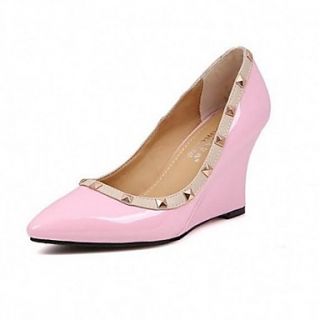 Patent Leather Womens Wedge Heel Wedges Pointed Toe Pumps/Heels with Rivet Shoes (More Colors)