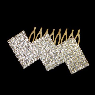 Golden Alloy Womens Wedding/Party Hair Comb with Rhinestone