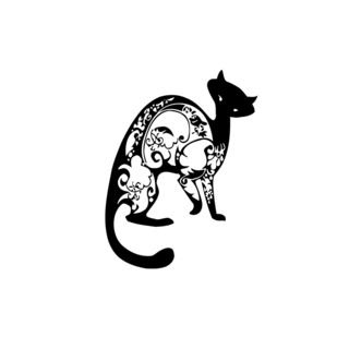 Tribal Cat Vinyl Wall Decal (BlackEasy to apply You will get the instructionDimensions 22 inches wide x 35 inches long )