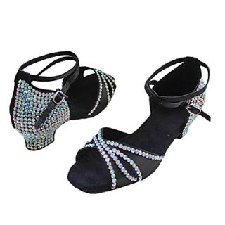 Stylish Women and Childrens Satin Upper Arch Strap Latin Sandal Dance Shoes