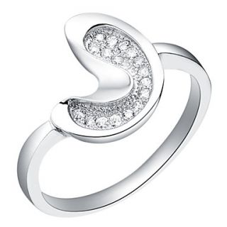 Fashionable Sliver Clear With Cubic Zirconia Moon Womens Ring(1 Pc)
