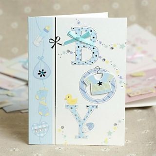 Blue Side Fold Greeting Card for Baby Shower