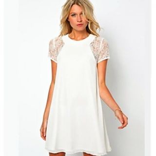 Womens Lace Splicing Loose Dress