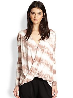 Young Fabulous & Broke Lance Tie Dyed Draped Crossover Top   Oat
