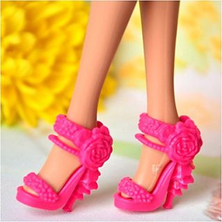 Barbie Doll Rose Pattern Fuschia PVC High heeled Sandal