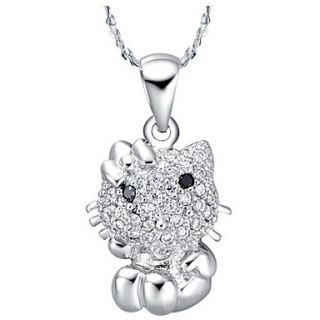 Graceful Cat Shape Silvery Alloy Womens Necklace(1 Pc)