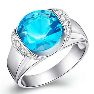 Vintage Style Sliver With Cubic Zirconia Round Womens Ring(Blue,Red)(1Pc)