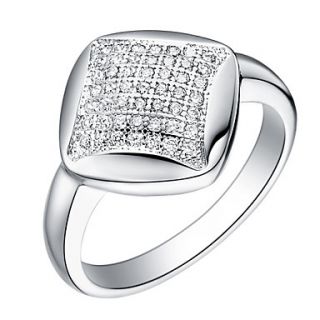 Fashionable Sliver Clear With Cubic Zirconia Rectangle Womens Ring(1 Pc)