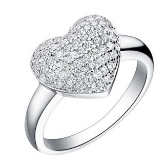 Sweet Sliver Clear With Cubic Zirconia Heart Cut Womens Ring(1 Pc)