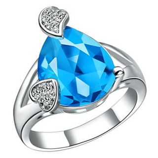 Fashionable Sliver Blue With Cubic Zirconia Tear Womens Ring(1 Pc)