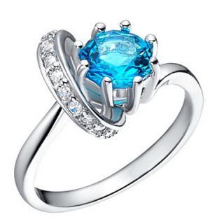Classical Sliver With Cubic Zirconia Round Womens Ring(Blue,Red,Purple)(1 Pc)