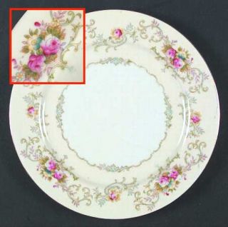 Kongo Kon4 Dinner Plate, Fine China Dinnerware   Green Scrolls,Floral Sprays