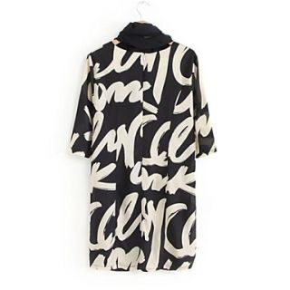 Womens Half Sleeves Chiffon Spring Casual Plus Size Dress with Letters Printing
