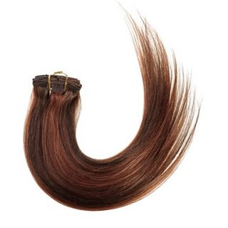 22Inch #4/30 Mixed Black and Blonde 7 Pcs Human Hair Silky Straight Clips in Hair Extensions