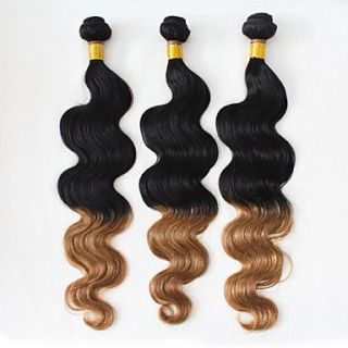 100% Human Hair Weaving Two Tone Color Brazilian Virgin Ombre Hair 16Inches Body Wave
