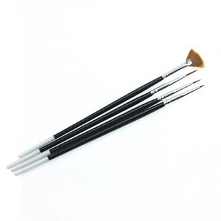 4PCS Nail Art Painting Drawing Pen Brush Black Handle
