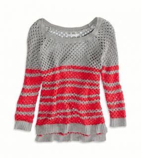 Red AEO Factory Open Stitch Raglan Sweater, Womens XL
