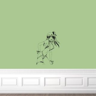 Japanese Manga Beautiful Swimsuit Girl Vinyl Decal Sticker (Glossy blackDimensions 25 inches wide x 35 inches long )