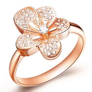 Vintage Style Sliver Or Gold With Cubic Zirconia Flower Womens Ring(1 Pc)