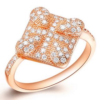 Classical Sliver Or Gold With Cubic Zirconia Square Cut Womens Ring(1 Pc)