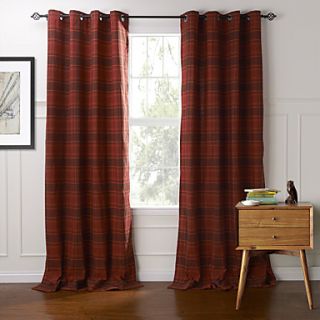 (One Pair) Classic Country Solid Plaid Jacquard Curtain