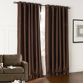 (One Pair) Modern Classic Brown Solid Floral Embossed Blackout Curtain