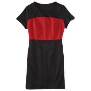 Mossimo Petites Short Sleeve Ponte Color block Dress   Black/Red XXLP