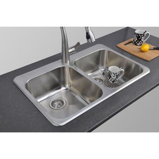 Wells Sinkware 31.5 inch 18 Gauge Double Bowl Topmount Stainless Steel Kitchen Sink